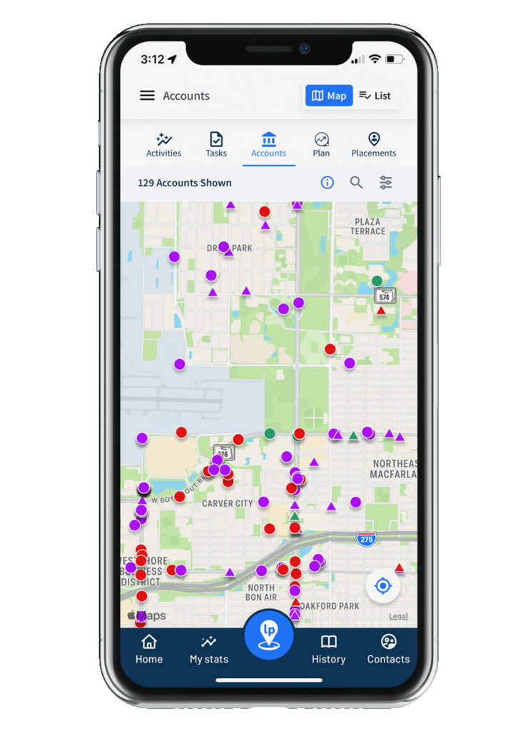 Account map placement tracker